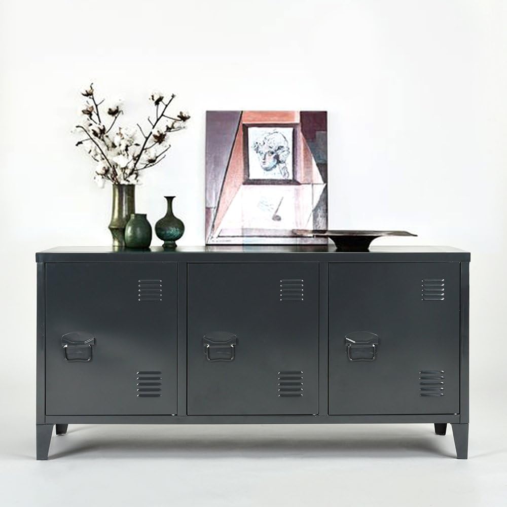 HouseinBox – Armario de almacenamiento de archivos para oficina (metal, 3 puertas, 3 en 1, 2 estantes, patas desmontables)