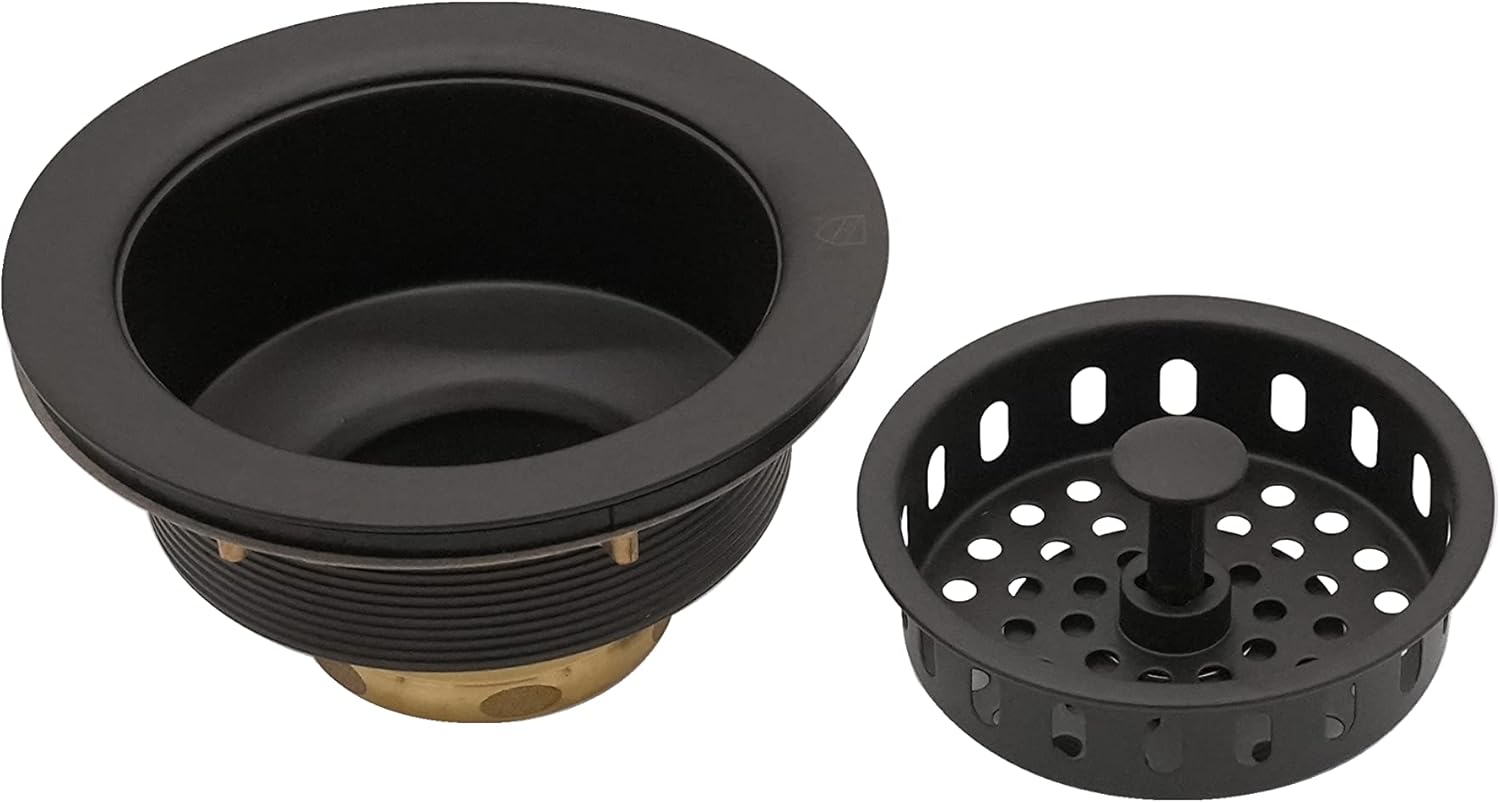 Westbrass CO2165S-12 Paquete combinado de 3-12 pulgadas, estilo poste, brida de drenaje grande para fregadero de cocina con colador de cesta, 1