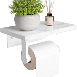 Soporte de papel higiénico de mármol con estante, soporte de papel higiénico de acero inoxidable con tornillo de acero inoxidable montado en la Soporte de papel higiénico de mármol con estante, soporte de papel higiénico de acero inoxidable con tornillo de acero inoxidable montado en la