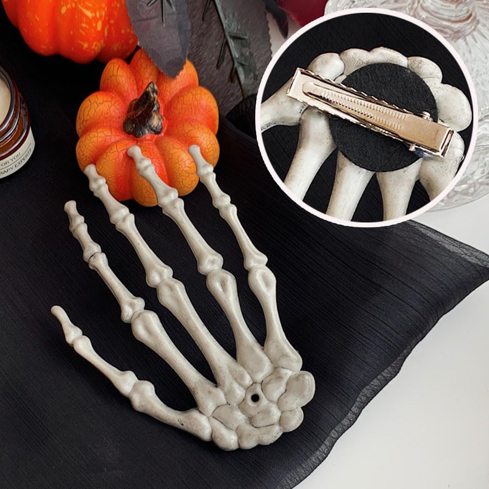 Hallowen – Pinzas para el cabello para mujer, pinzas grandes de garra, fantasma, mano, esqueleto, pasadores para el cabello, accesorios para el