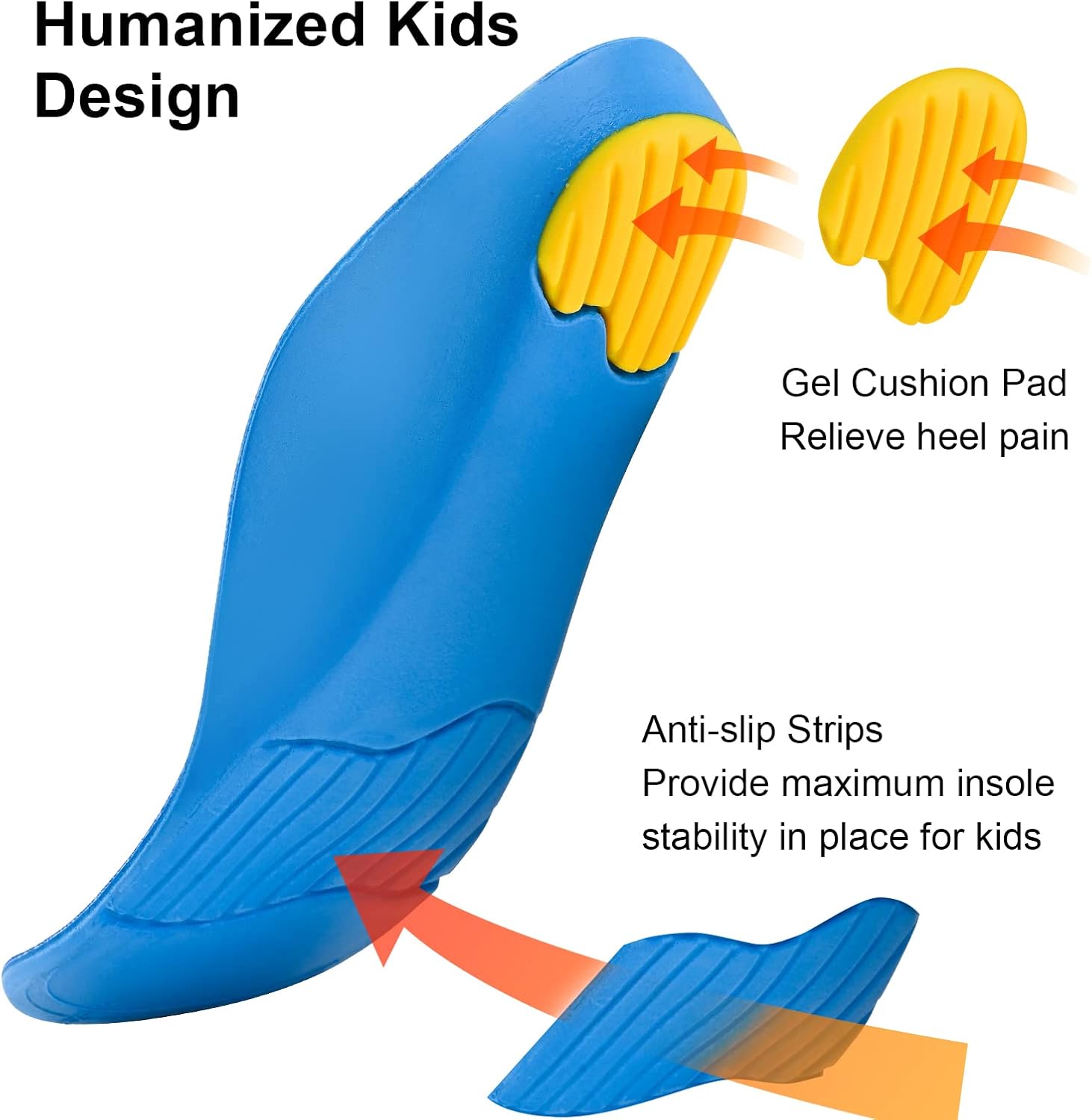 Soporte de arco ortopédico para niños, fascitis plantar, pies planos, insertos de espuma de poliuretano para aliviar el dolor de pies, espalda,