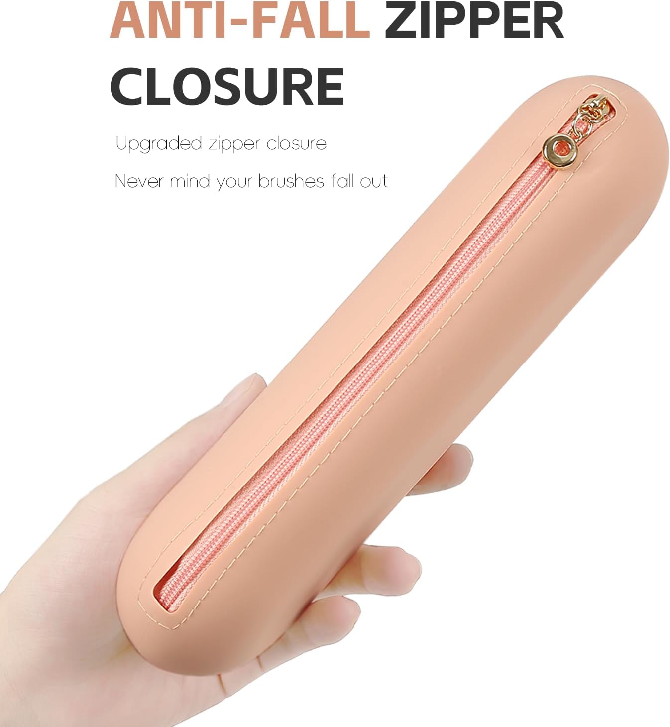 Meiyuuo Soporte para brochas de maquillaje de viaje, juego de cepillos de silicona grandes, bolsa organizadora de objetos pequeños, bolsa con cierre