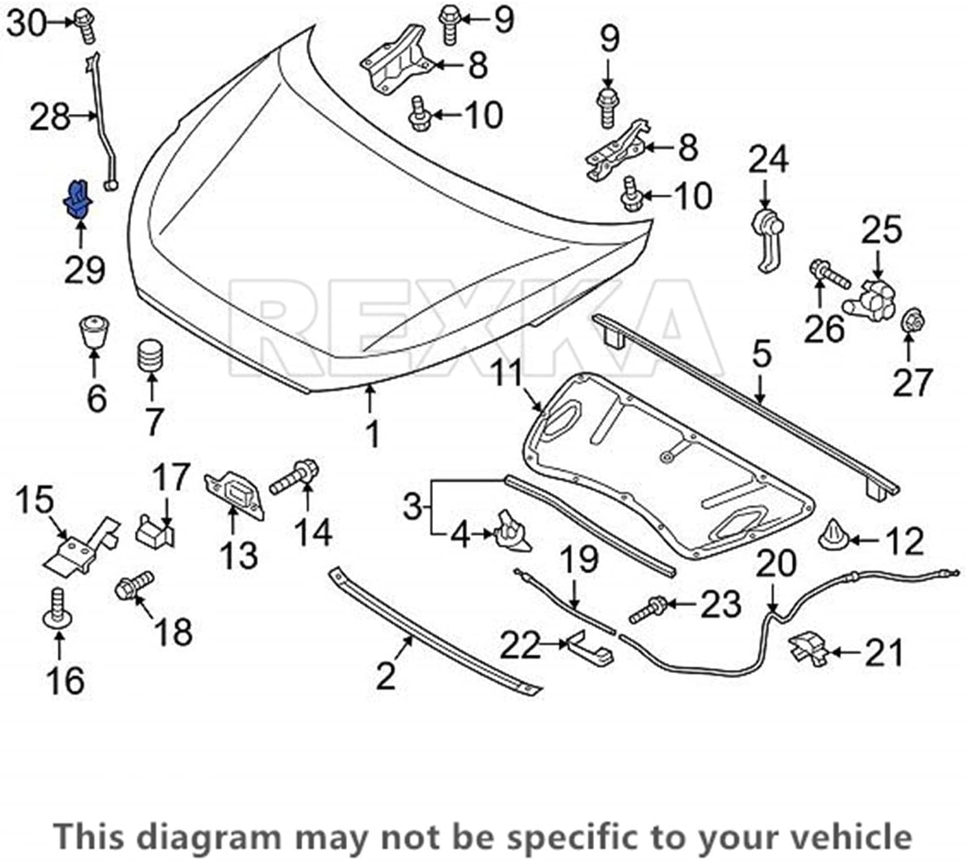Rexka 20 unids soporte tronco tapa capó clip de varilla de apoyo para Hyundai Kia 81174-21000