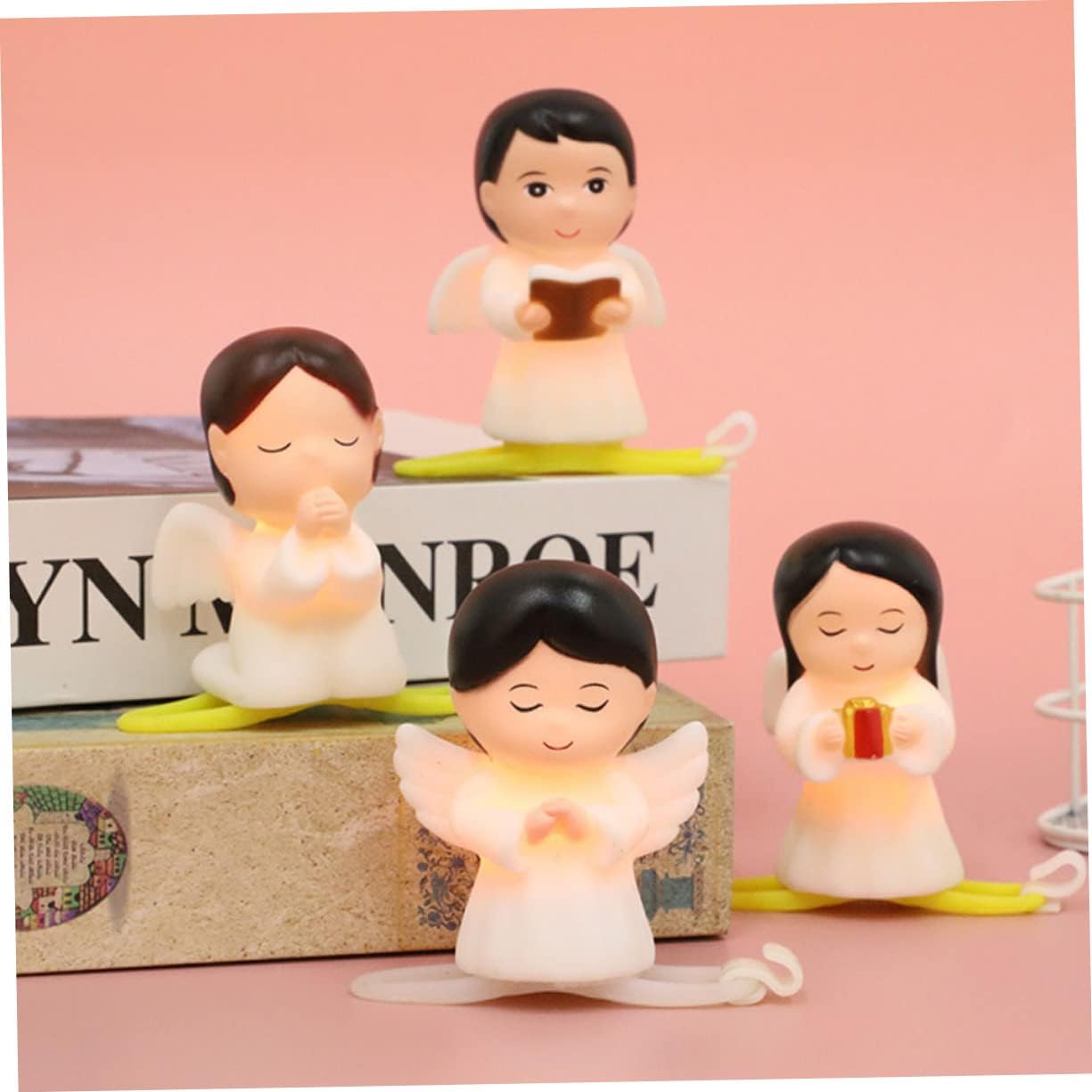 GANAZONO 12 piezas de decoración de pastel de hada de ángel, mini figuras de resina, decoración para automóvil, niño, estatuas de querubines, mini