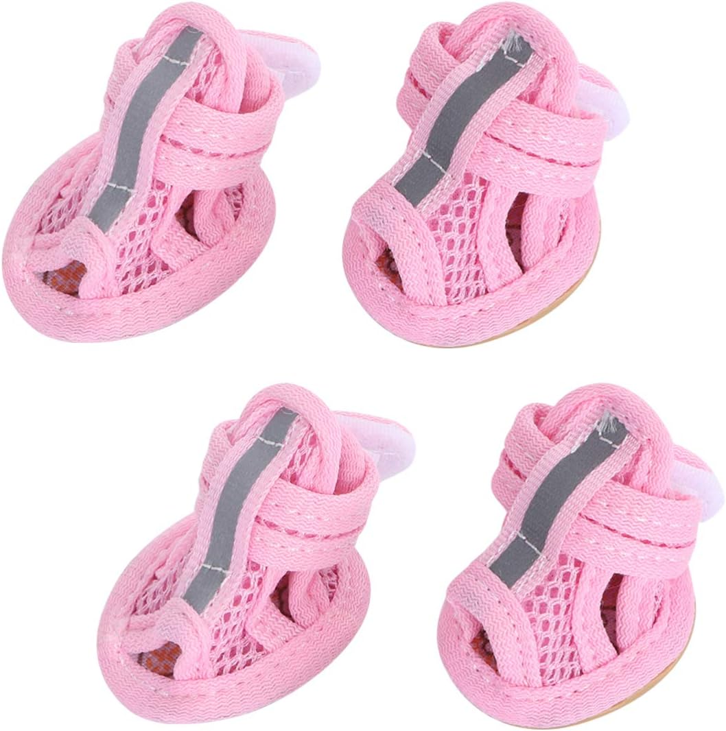 Botas para perros, 4 unidades de malla transpirable de algodón, zapatos de verano para perros, escándalos para perros, protectores de patas para