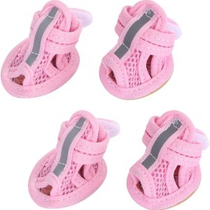 Botas para perros, 4 unidades de malla transpirable de algodón, zapatos de verano para perros, escándalos para perros, protectores de patas para Botas para perros, 4 unidades de malla transpirable de algodón, zapatos de verano para perros, escándalos para perros, protectores de patas para