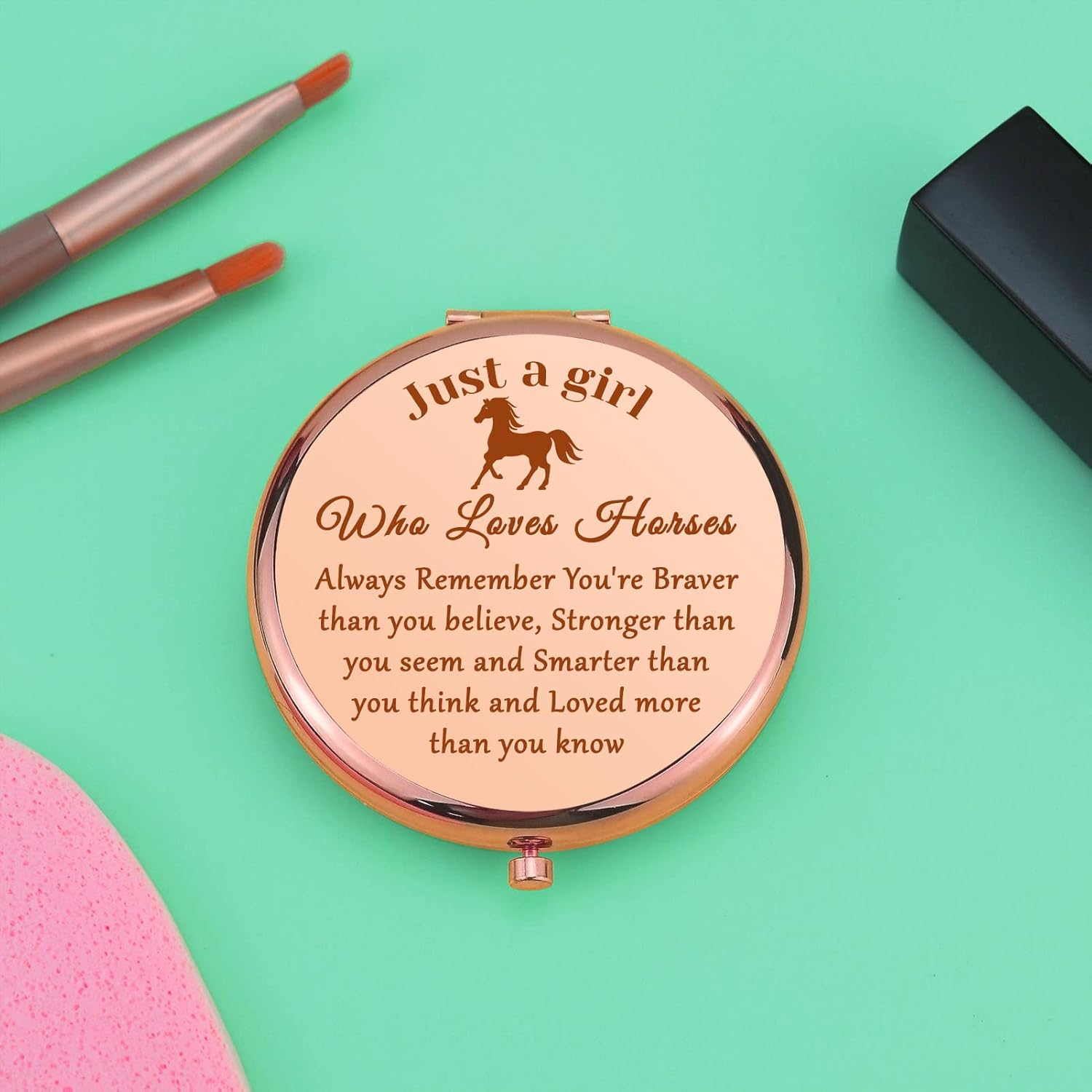 Regalo para amantes de los caballos, regalos para niñas, espejo de maquillaje compacto para hija, sobrina, regalos ecuestres para mujeres, regalos