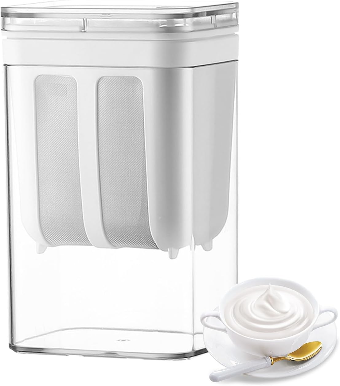 Yogurt Maker Colador de grado alimenticio casero para hacer yogur griego 37.2 fl oz38 onzas líquidas, reutilizable, a prueba de fugas, colador de