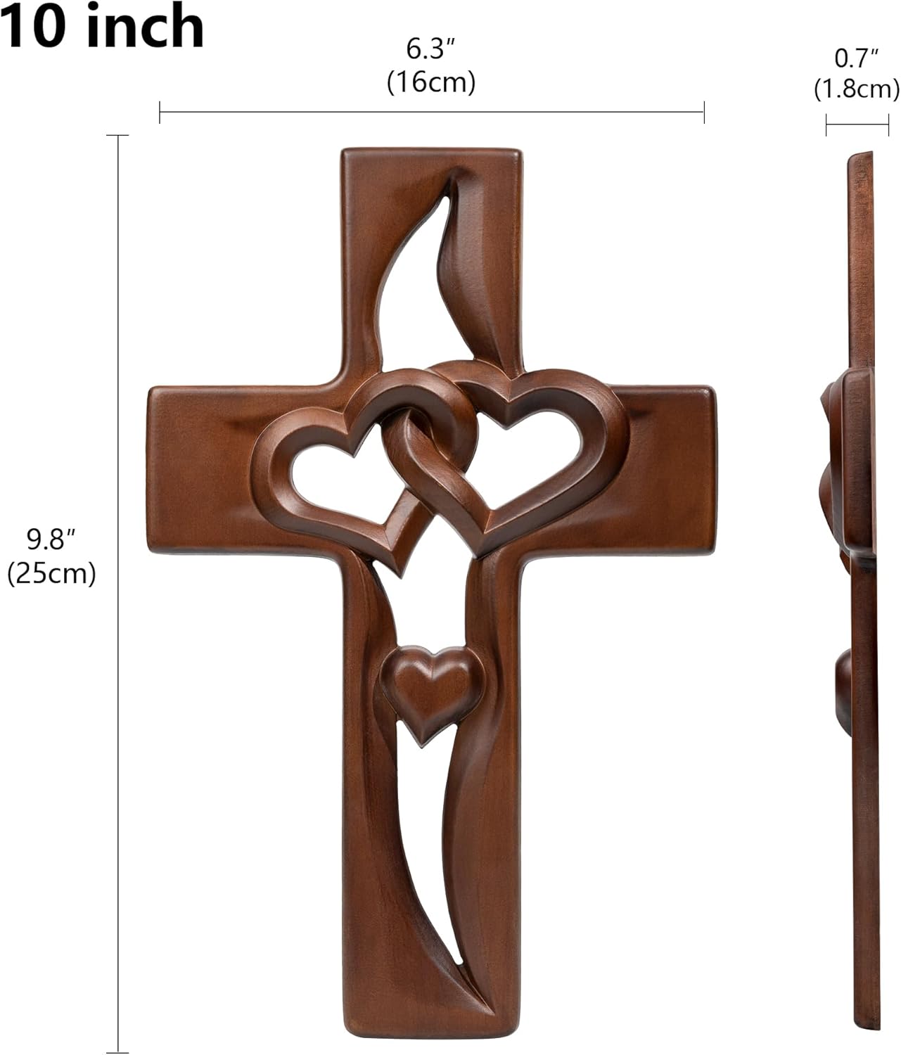 BGCOPPER Cruz de matrimonio para decoración de pared de amor, cruz de pared de corazón entrelazado de madera hecha a mano para boda, San Valentín,