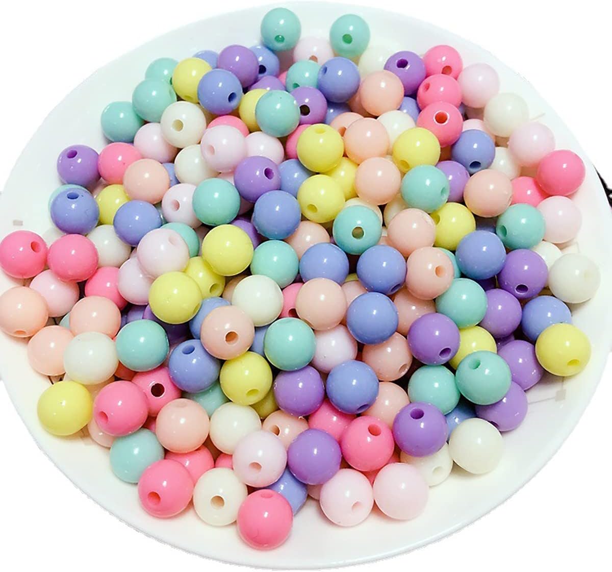 300 cuentas redondas de acrílico de color macarrón de 0.315in para hacer joyas, cuentas de plástico de colores mixtos al azar para hacer pulseras,
