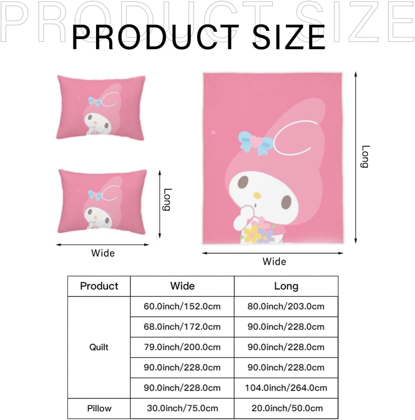 DIEZ Juego de cama de 3 piezas con estampado de conejito de dibujos animados rosa, funda de edredón suave de lujo con cremallera, matrimonial (1