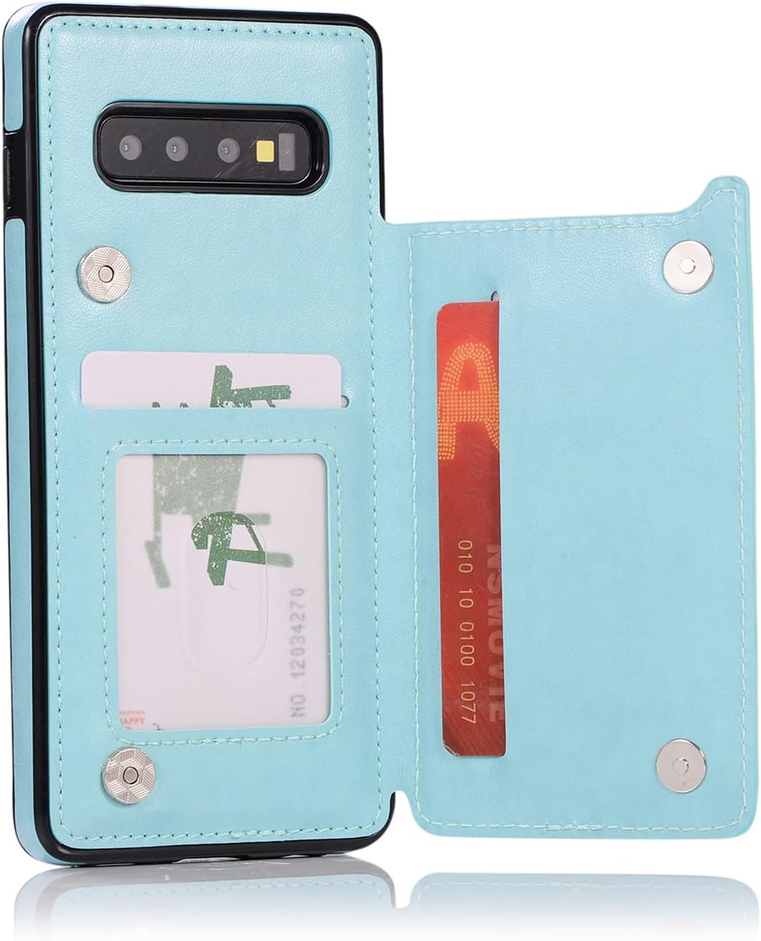 Funda de teléfono para Samsung Galaxy S10 Plus con protector de pantalla de vidrio templado y tarjetero con soporte para tarjetero, accesorios de