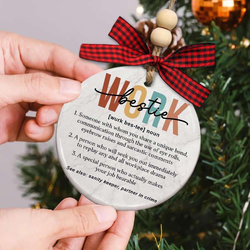 Work Bestie Definition – Adornos de cerámica, divertido árbol de Navidad 2023, mejor amigo, compañero de trabajo, regalo de cumpleaños, amistad,