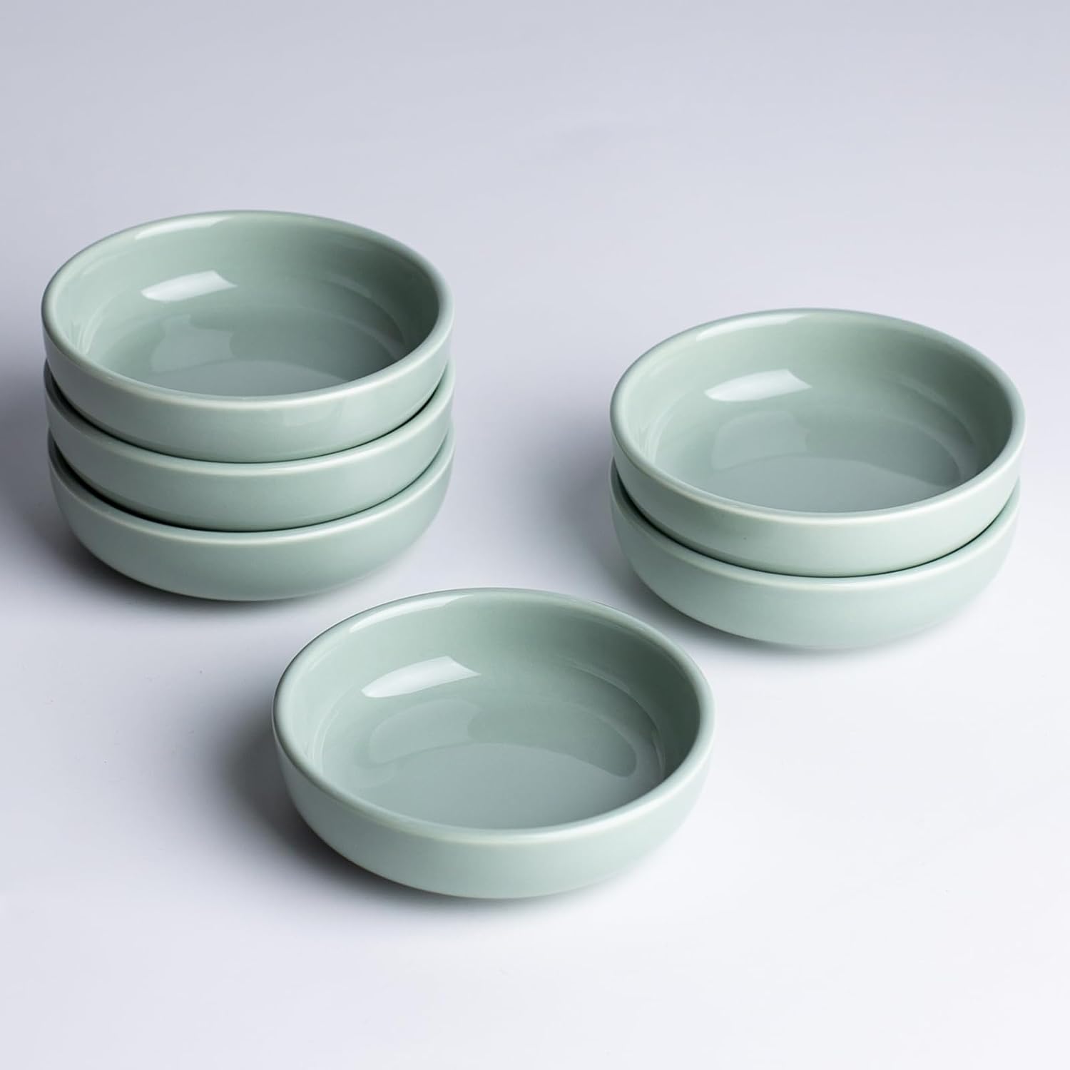 Juego de 6 cuencos de cerámica para salsa de soja, cuencos de inmersión de 3 onzas, cuencos pequeños para pellizcar, tazas de salsa, cuencos