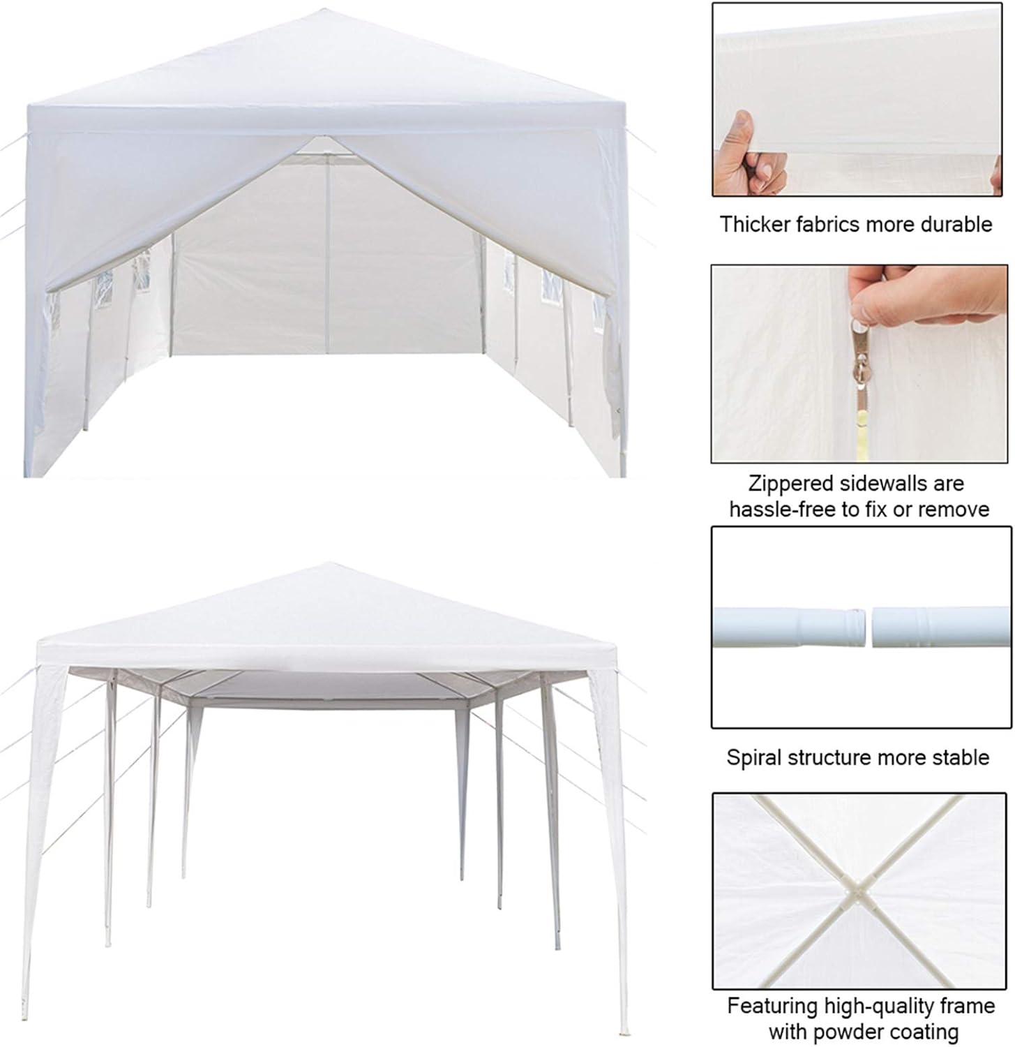 Tienda de campaña al aire libre, 10 x 30 pies, tienda de campaña para fiestas, patio, toldo al aire libre, impermeable, carpa resistente para boda,