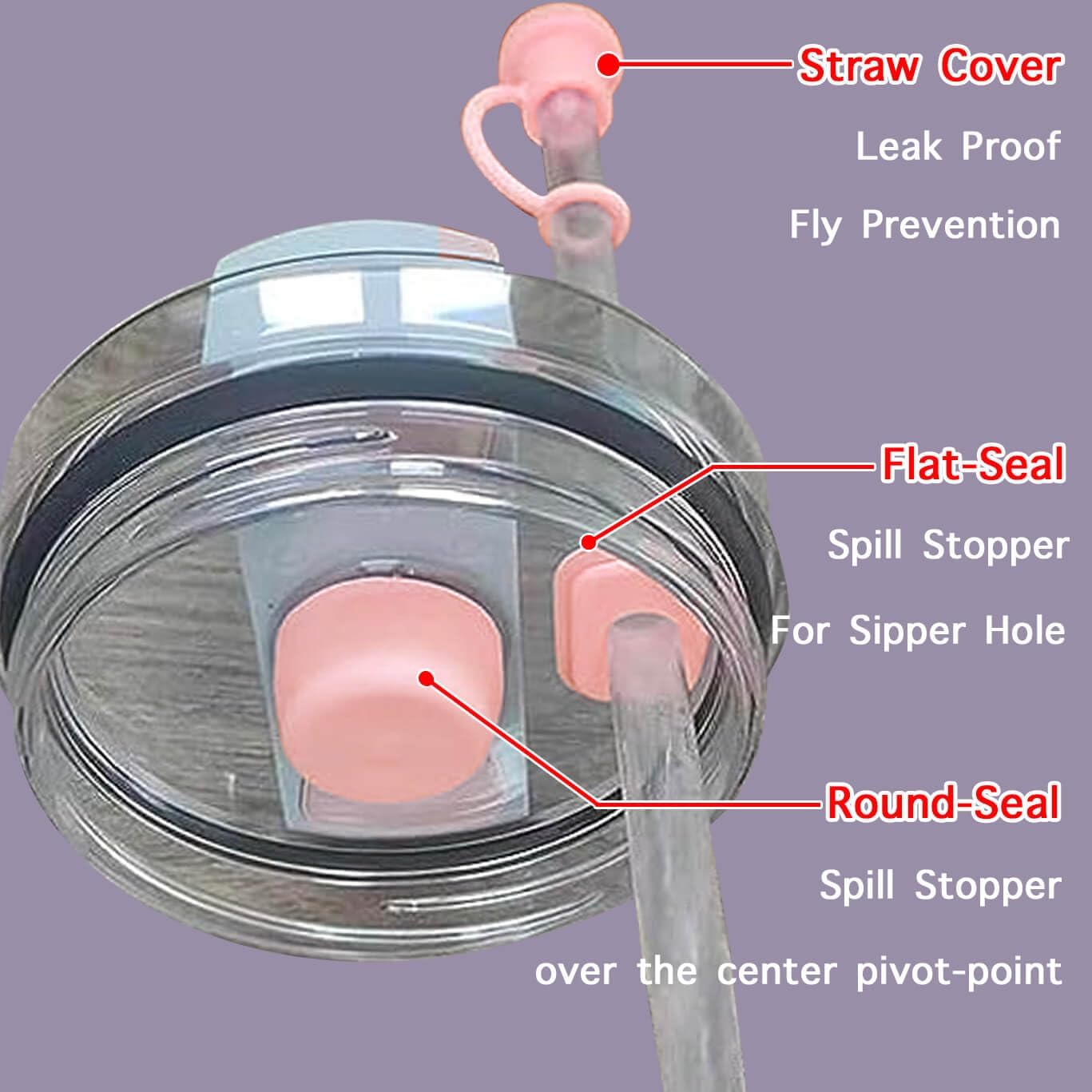 AFunCrafter Tapón a prueba de derrames para vaso Stanley Cup 40 30 oz H 2.0 1.0, juego de tapas de silicona para popote de silicona, tapón de