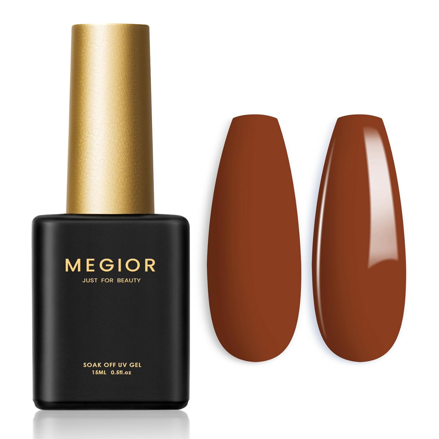 MEGIOR Esmalte de uñas de gel marrón de 0.5 onzas líquidas, esmalte de uñas de gel marrón Saddlebrown, lámpara de uñas LED UV, esmalte de uñas de