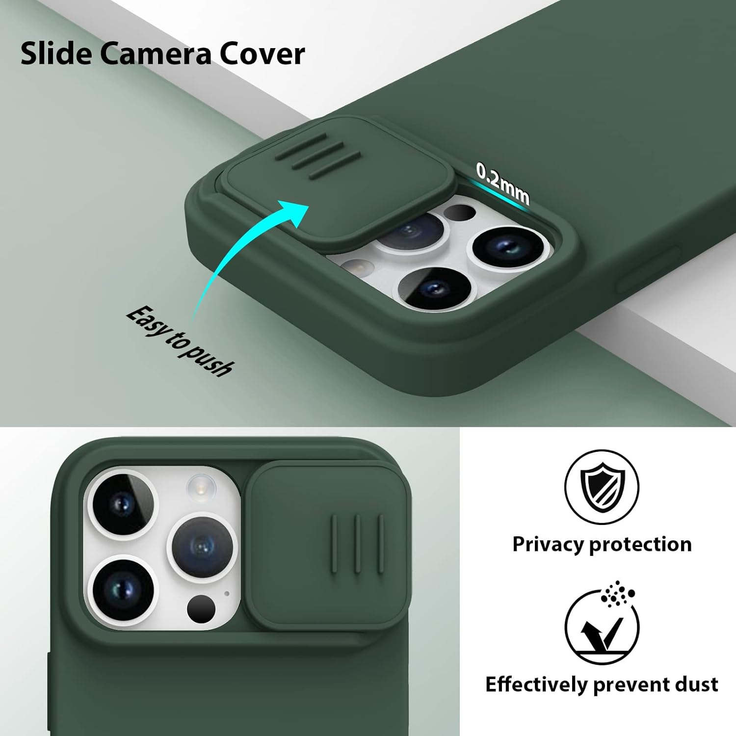 Nillkin Funda magnética para iPhone 14 Pro, compatible con Magesafe, funda de cámara deslizante, de silicona, ultra delgada, a prueba de golpes,