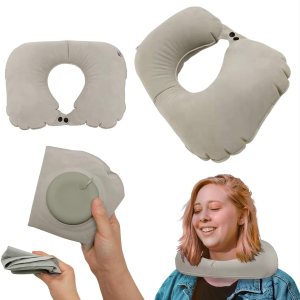 Almohada de viaje, almohada inflable automática en forma de U, cómoda y de apoyo, protector de cabeza y cuello para viajes, avión, oficina, Almohada de viaje, almohada inflable automática en forma de U, cómoda y de apoyo, protector de cabeza y cuello para viajes, avión, oficina,