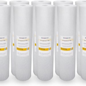 Max Water Cartucho de filtro de agua de sedimentos de repuesto de 20 x 4.5 pulgadas, 10 micrones para toda la casa, fibra de filtración soplada por Max Water Cartucho de filtro de agua de sedimentos de repuesto de 20 x 4.5 pulgadas, 10 micrones para toda la casa, fibra de filtración soplada por