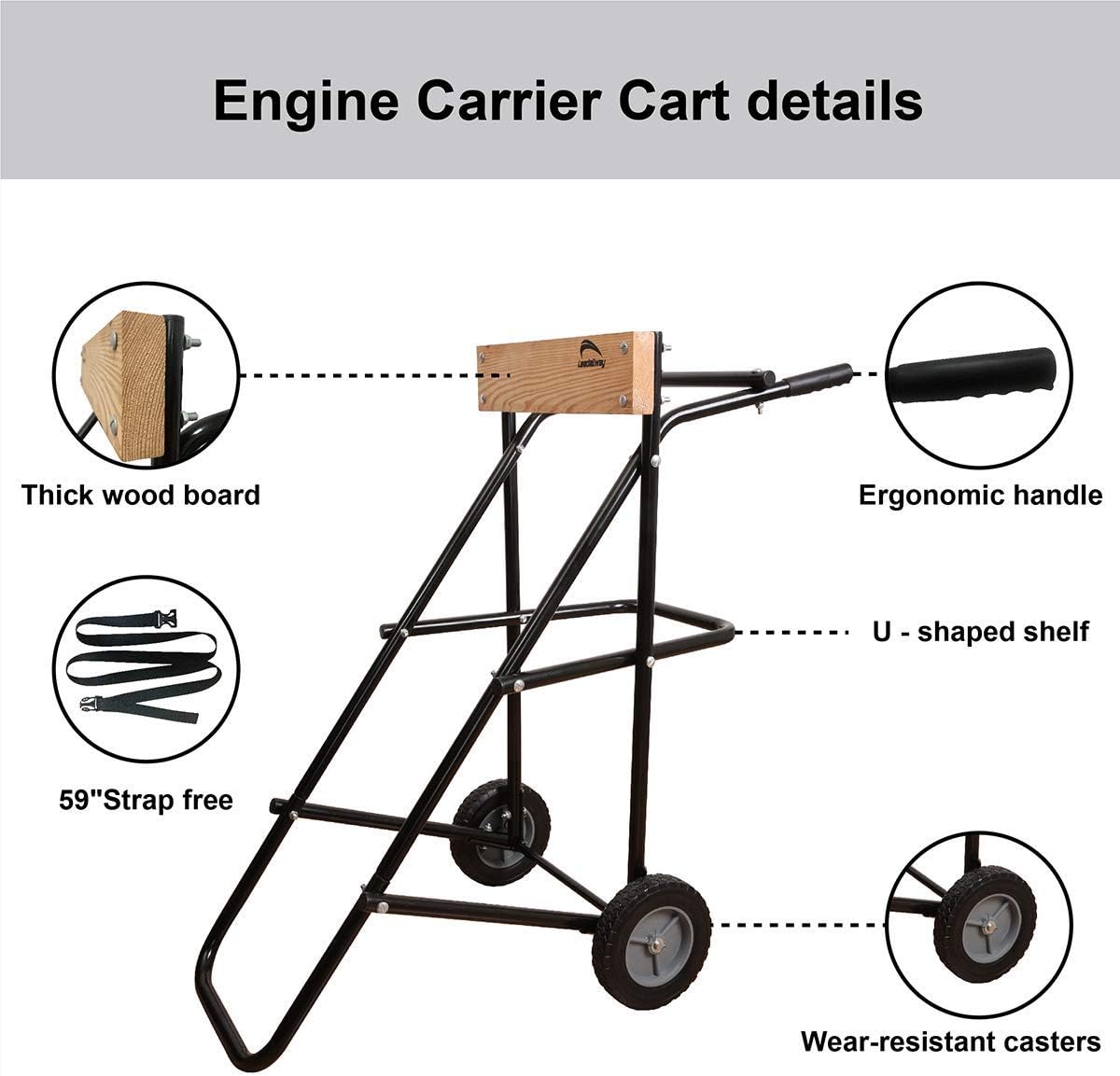 LEADALLWAY Soporte para motor fuera de borda, carrito de almacenamiento para ruedas, soporte de motor multiuso resistente
