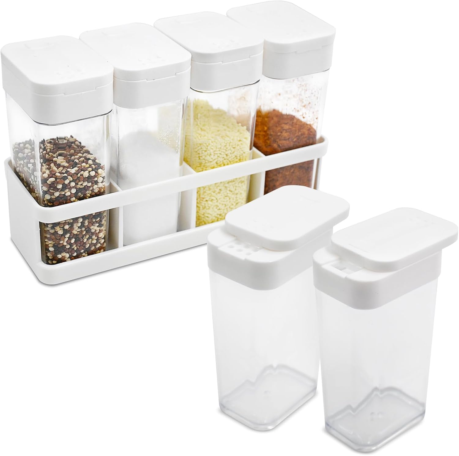Juego de coctelero de especias 4 en 1, contenedor de viaje para especias múltiples, recipientes de condimentos portátiles, recipientes de especias