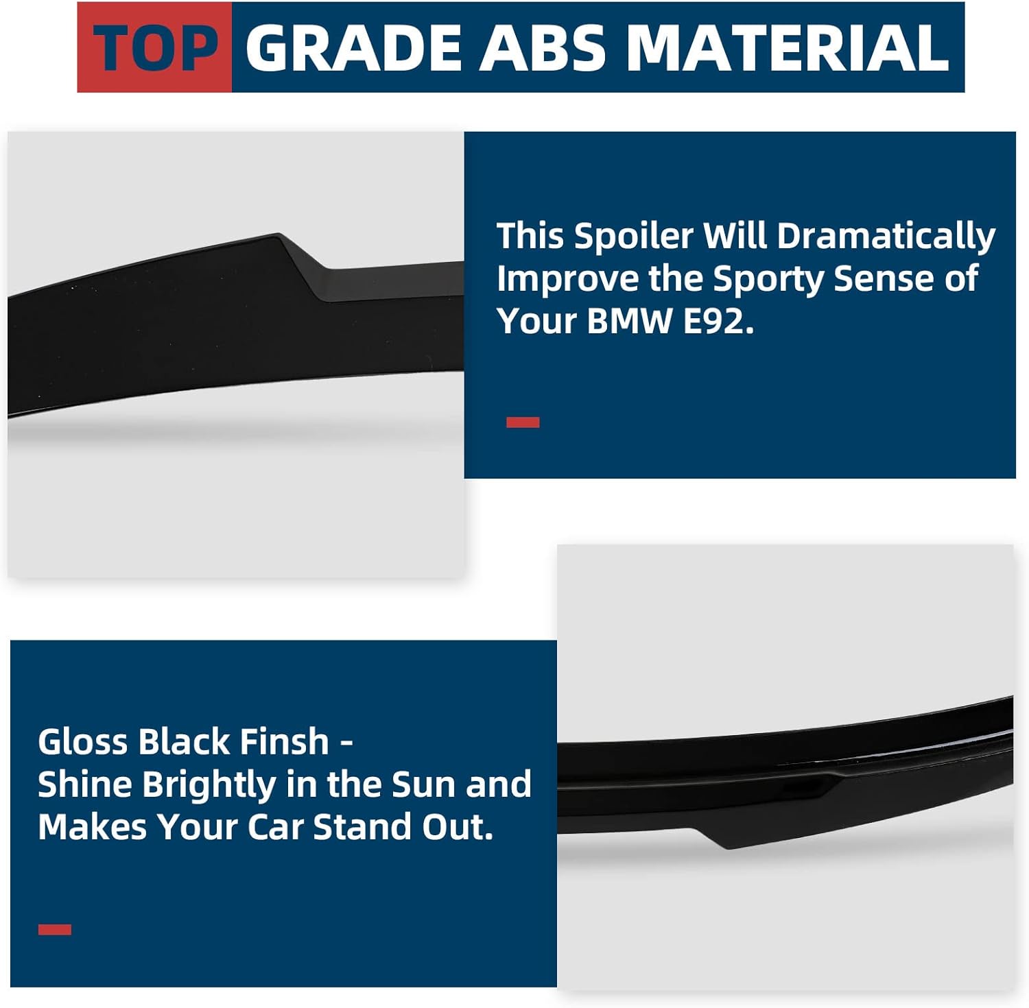 Alerón trasero negro brillante para maletero para BMW compatible con 2007-2013 E92 3 Series 328i E90 M3 335i 335xi 335is 335i 328i 328xi (Regular)