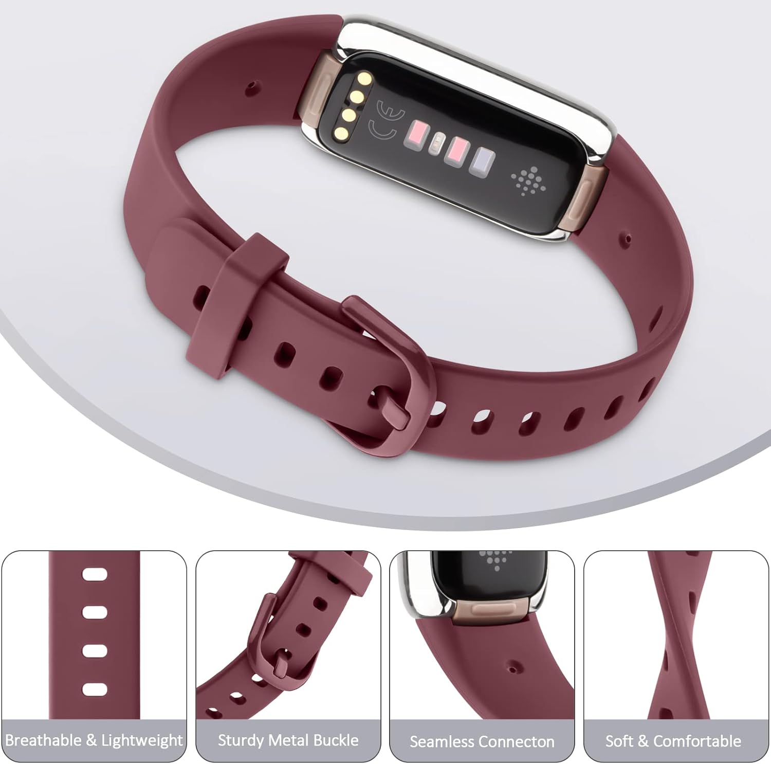 AK Correa deportiva compatible con bandas Fitbit Luxe para mujeres y hombres, correas deportivas de repuesto de silicona suave para Fitbit Luxe
