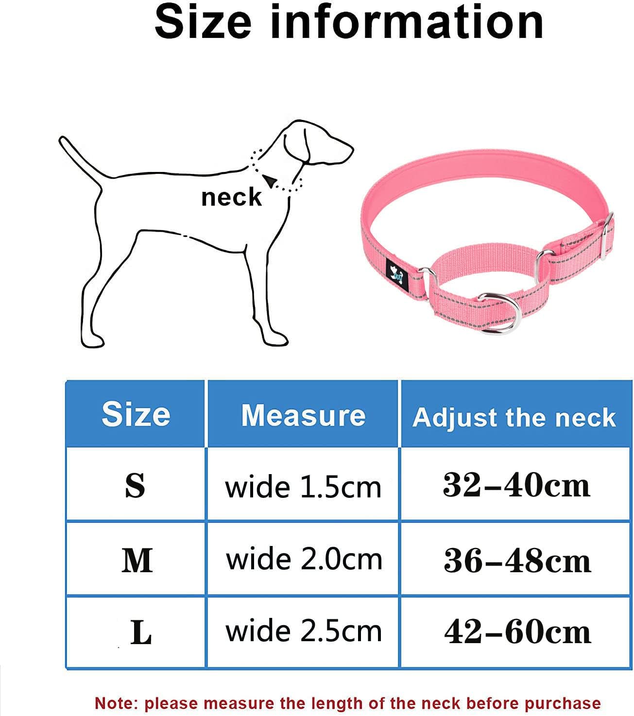 Collares ajustables para perros de entrenamiento de seguridad Martingala, de neopreno suave y acolchado, de nailon transpirable, para perros