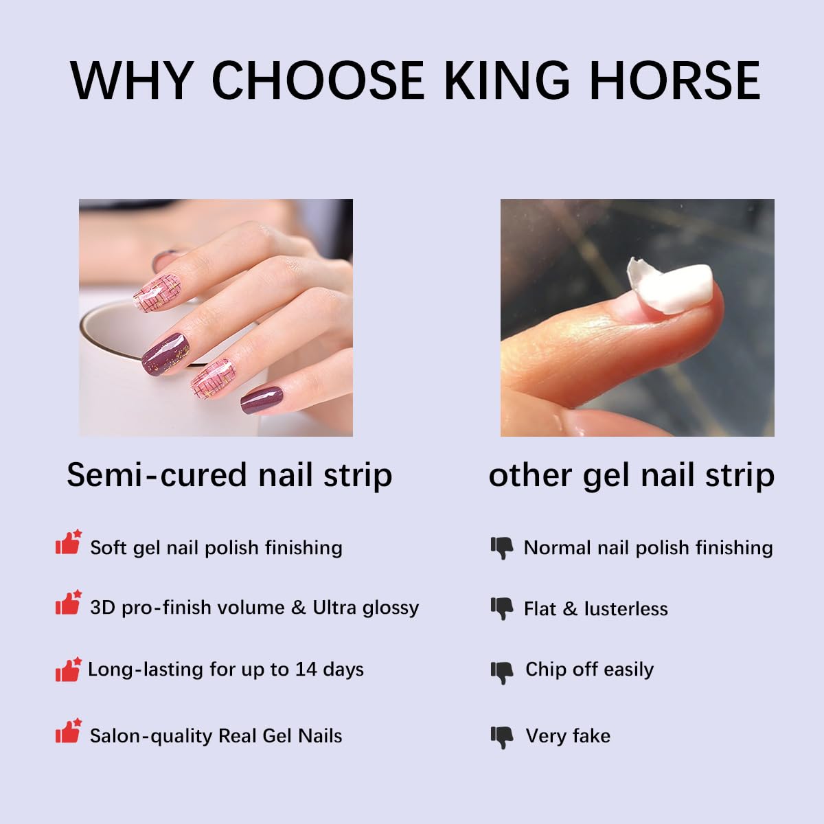 Tiras de uñas de gel semicuradas, 20 unidades, calcomanías de uñas de gel, tiras de uñas semicuradas, funcionan con lámpara de uñas LED UV, kit de