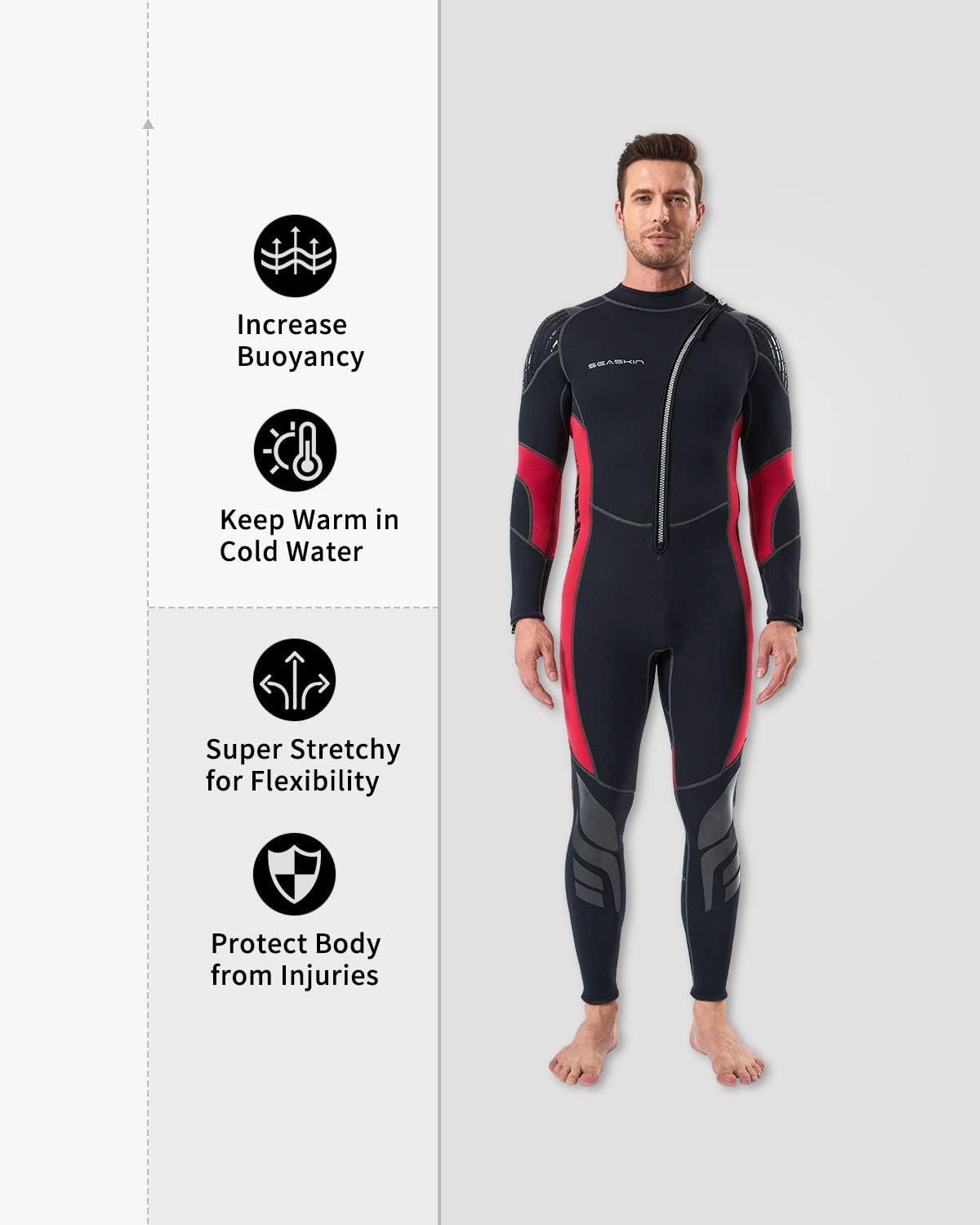 Seaskin Trajes de neopreno para hombres y mujeres, 0.118 in con cremallera frontal completa
