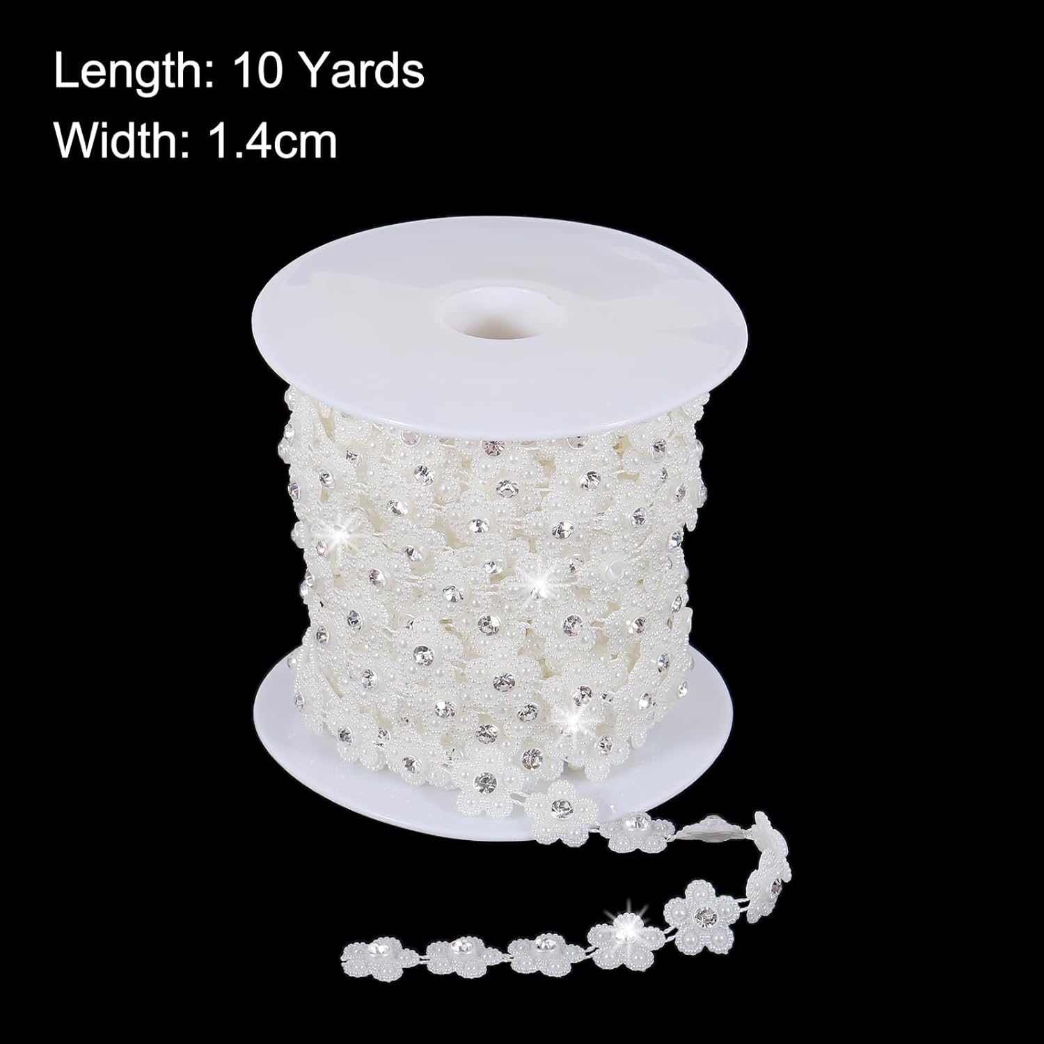 MECCANIXITY Cadena de perlas y diamantes de imitación de 10 yardas para decoración de vestidos, decoraciones creativas de bricolaje