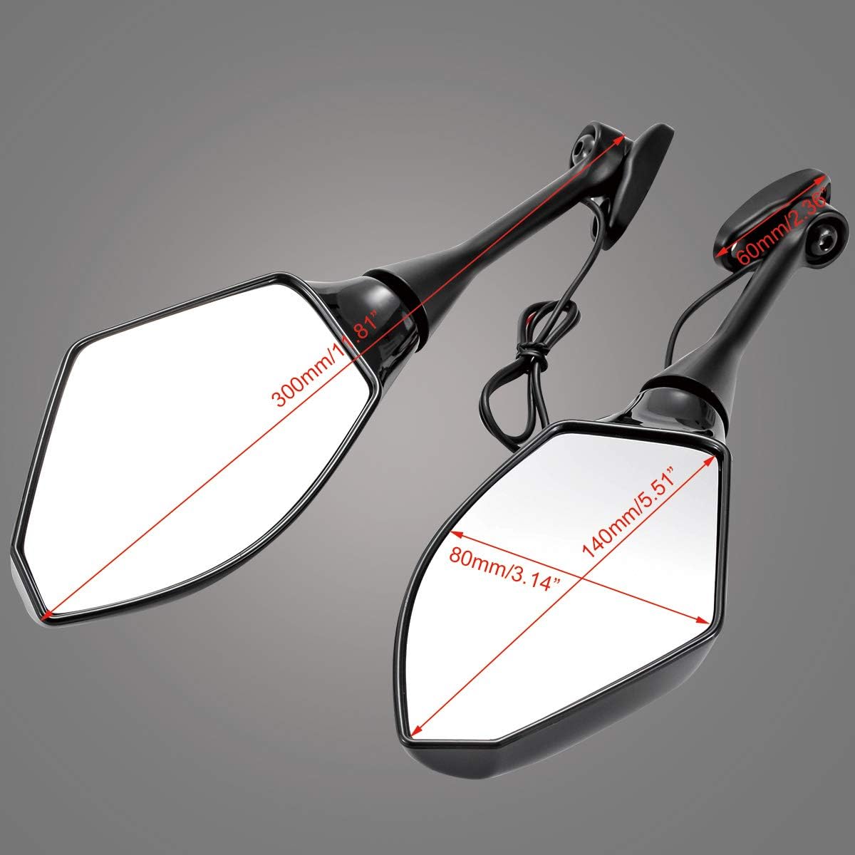 KATUR Espejos laterales universales para motocicleta, intermitentes LED integrados, indicador intermitente compatible con Sport Bike Honda CBR600RR