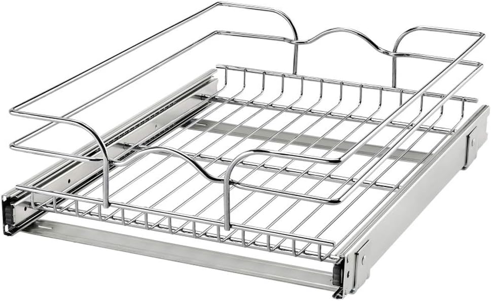 Rev-A-Shelf Kitchen Cabinet Pull Out Shelf and Drawer Organizer Slide Out Pantry Storage Basket in Multiple Sizes, 15 x 20 In, 5WB1-1520CR-1