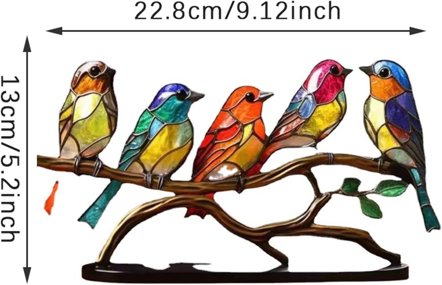 Adornos de escritorio de pájaros manchados en rama, estatua de acrílico manchada para manualidades, adornos de escritorio, pájaros, escultura de