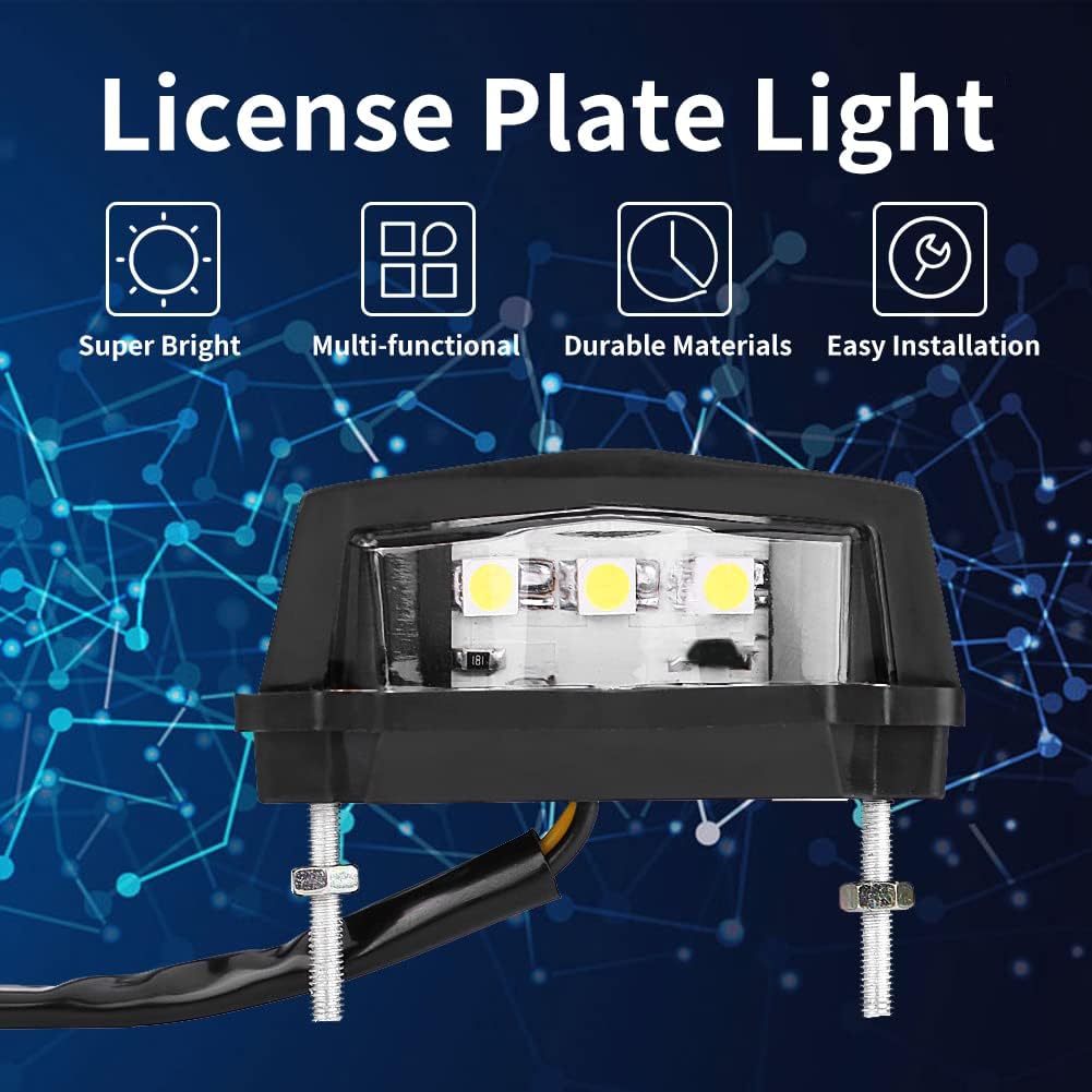 Luz de matrícula LED de 6k, 12 V, luz universal para placa de matrícula de motocicleta, luz LED trasera de freno trasero, lámpara de montaje de