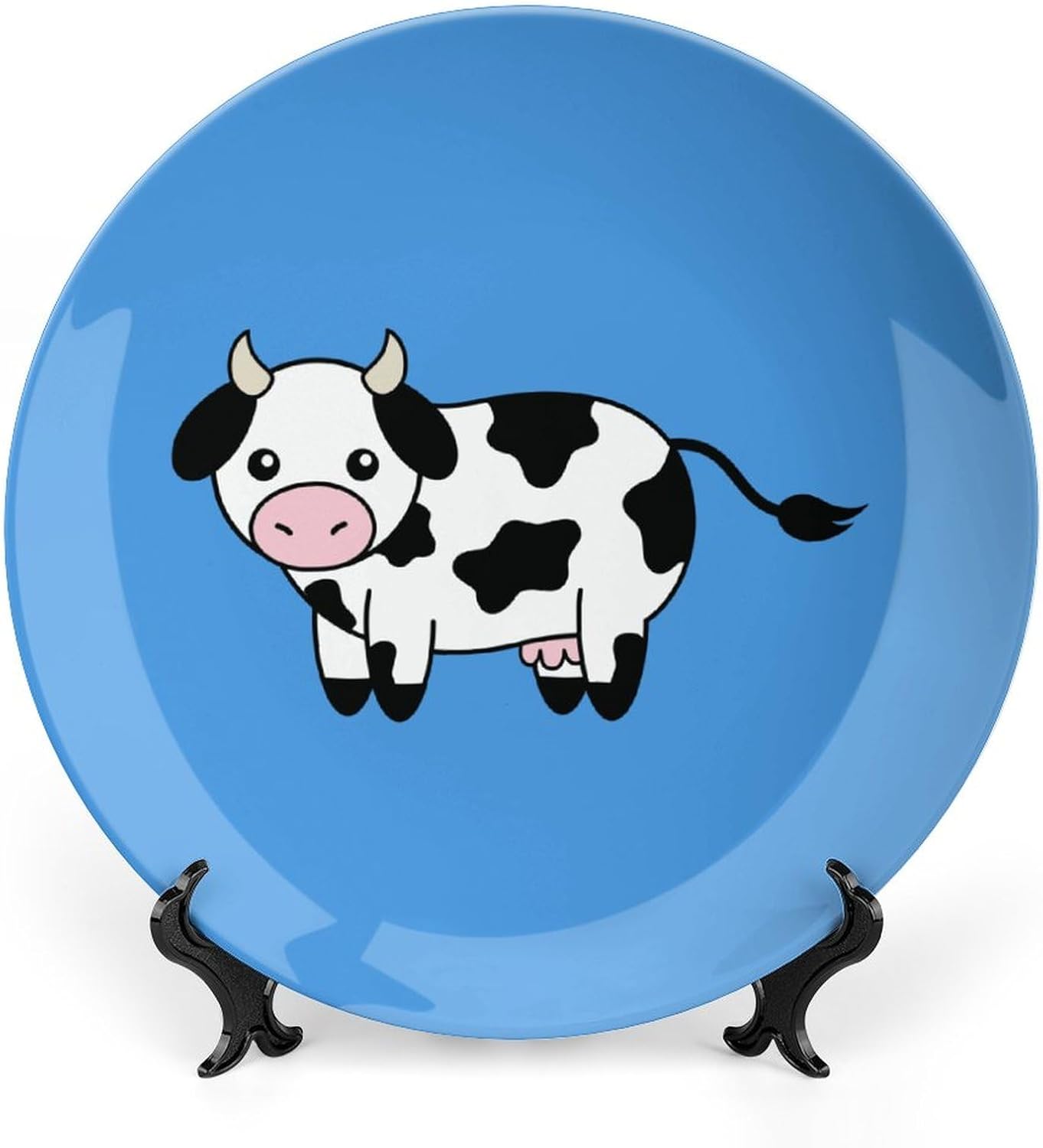 Lindo hueso de vaca China placa decorativa personalidad cerámica cena plato artesanía con soporte de exhibición