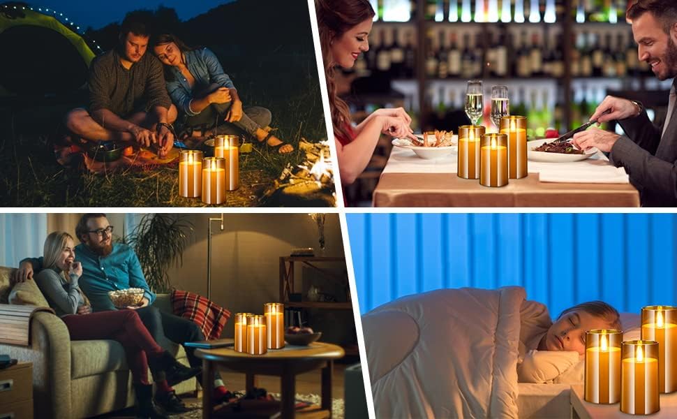 Velas parpadeantes sin llama que funcionan con pilas, velas LED realistas con temporizador remoto para fiesta en casa con llama en movimiento