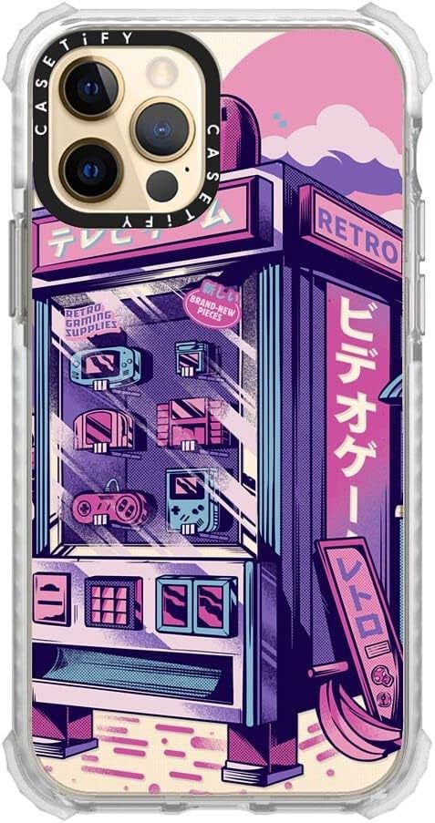 CASETiFY Funda Ultra Impact para iPhone 12  iPhone 12 Pro – Máquina expendedora retro – Clear Frost