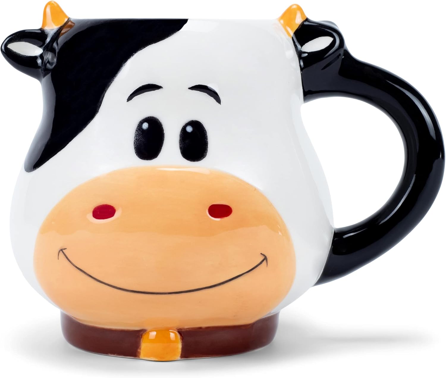 100 North ESNCHMG-CW – Taza de té de cerámica brillante con diseño de vaca manchada en blanco y negro de 18 onzas para tu bebida matutina favorita