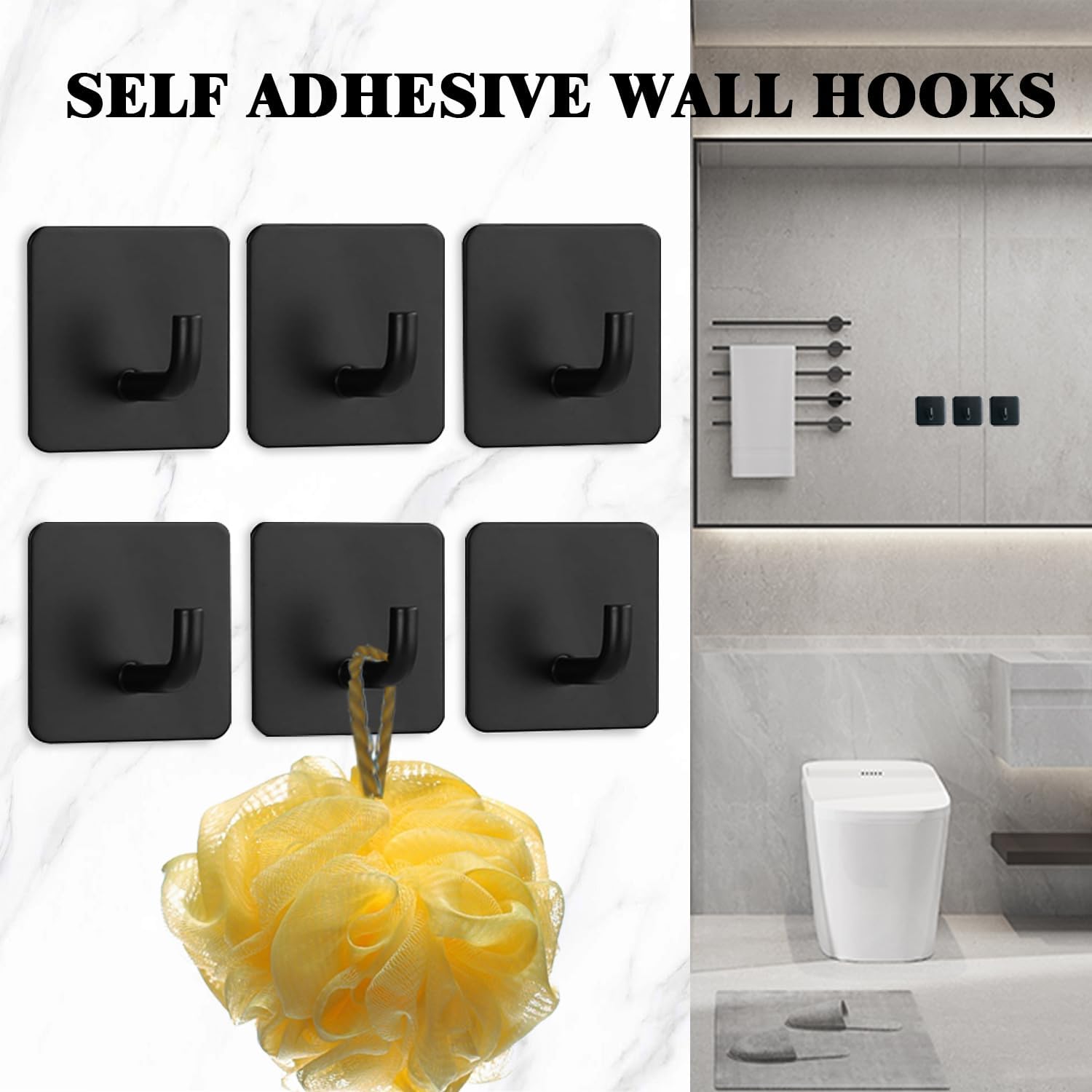 Ganchos adhesivos de pared, ganchos resistentes de 9.8 ft para colgar toallas, ganchos para puerta de ducha, para baño, cocina, toallero, colgador