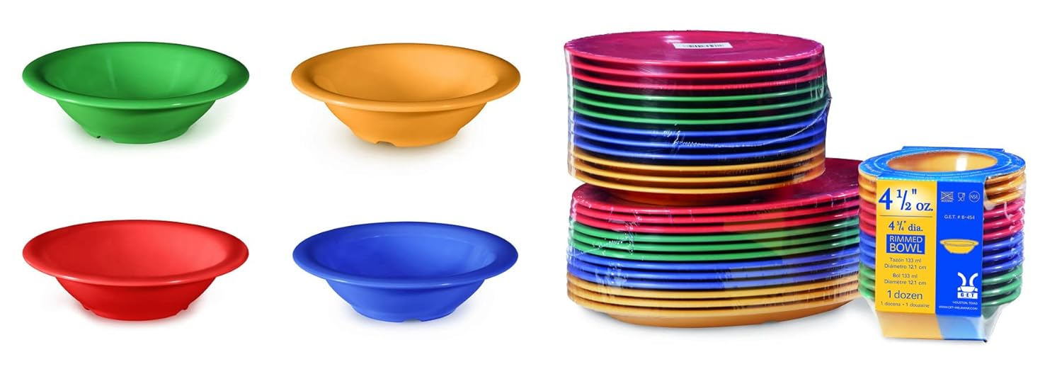 G.E.T. B-127-MIX – Cuenco de melamina con borde estrecho para frutapostre, 12 onzas, varios colores (juego de 12)
