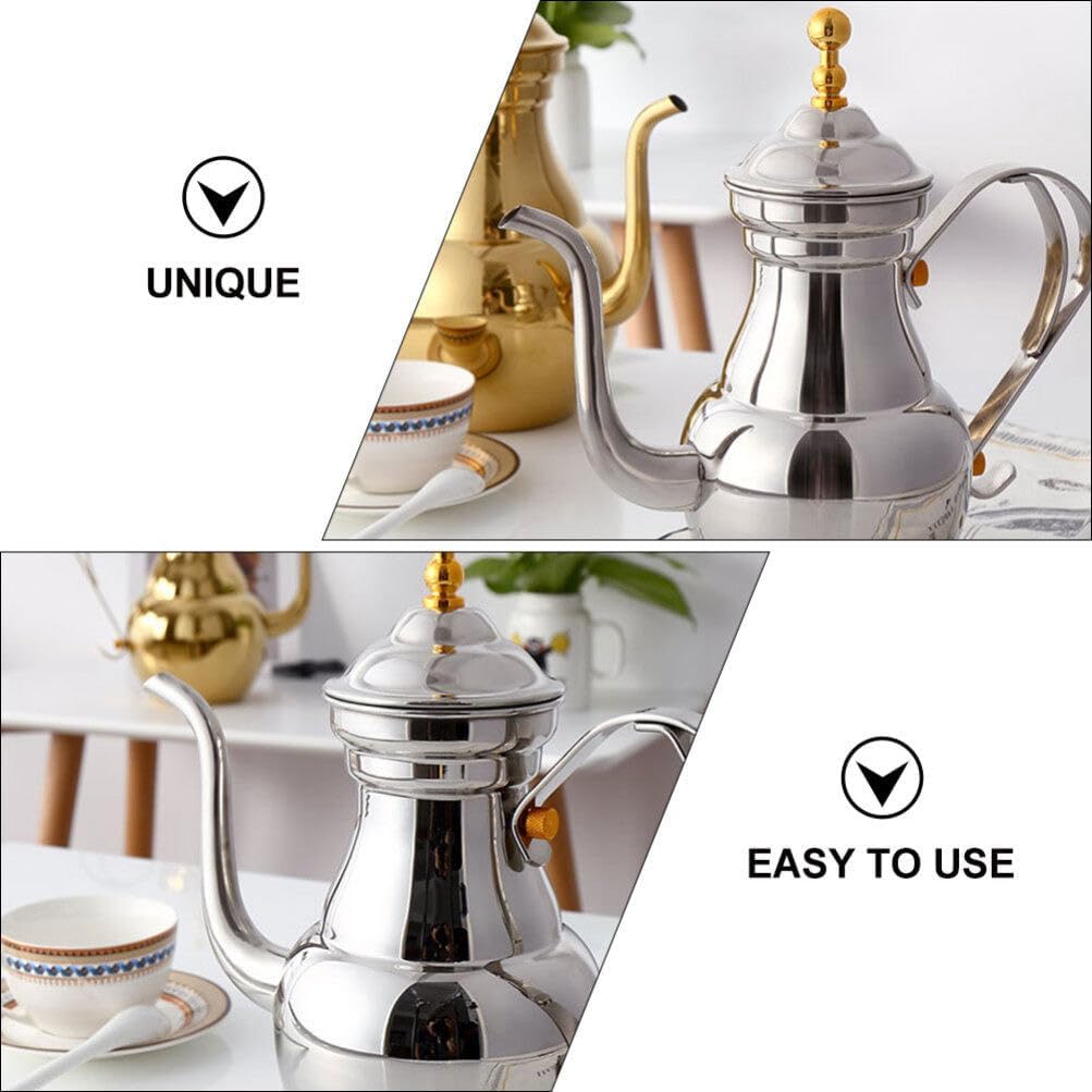Yardwe Hervidor de agua Hervidor de té Tetera Brew Pot Café Acero inoxidable Hervidor de té de acero inoxidable