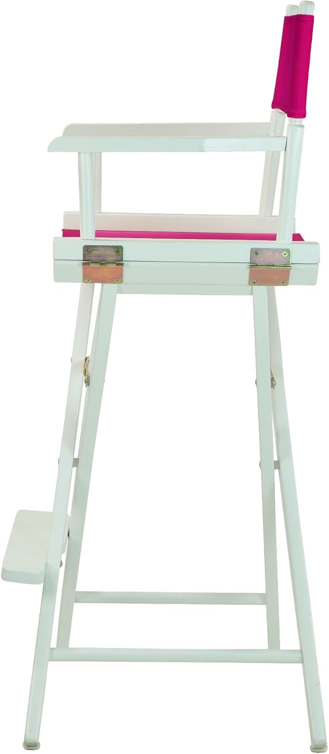 Casual Home 230-01021-30 – Silla de director de 30 in, marco blanco, lona magenta, altura de barra