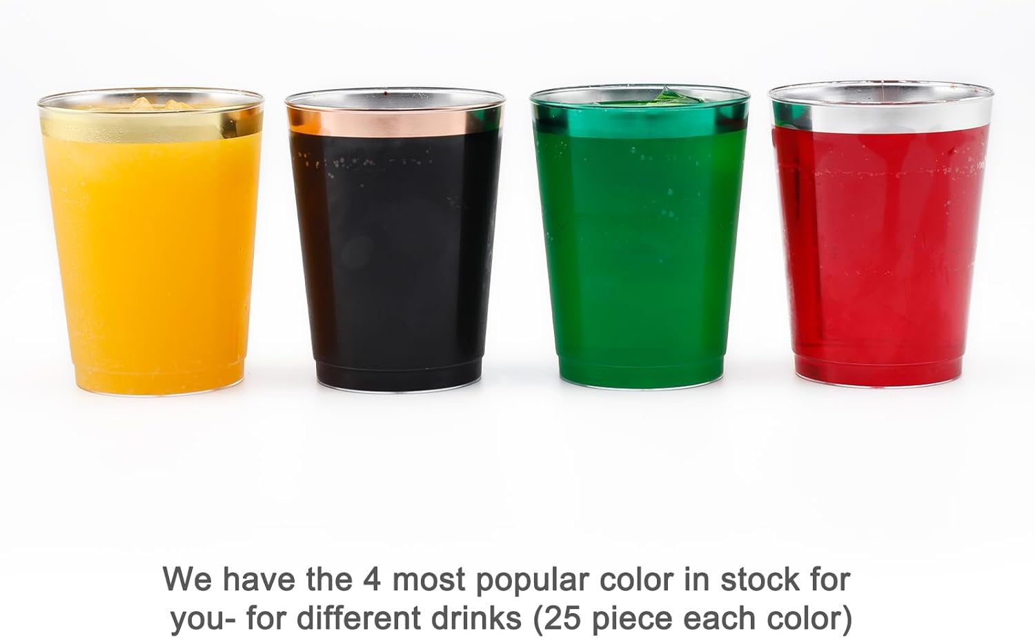 Neatnsharp 100 vasos desechables con borde plateado, dorado, oro rosa y verde vasos de moda antiguos ideales para el hogar, oficina, bares, bodas,
