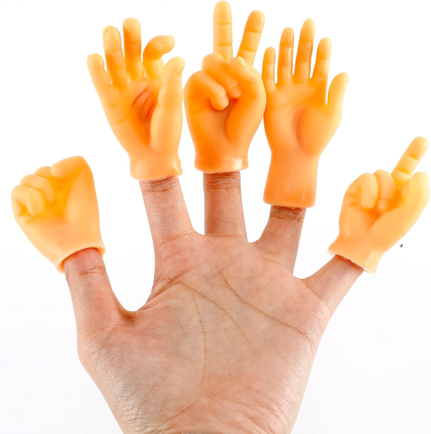10 piezas de diminutas manos pequeñas marionetas de dedo, mini manos pequeñas de dedo medio, mini mano de goma realistas, juguetes divertidos para