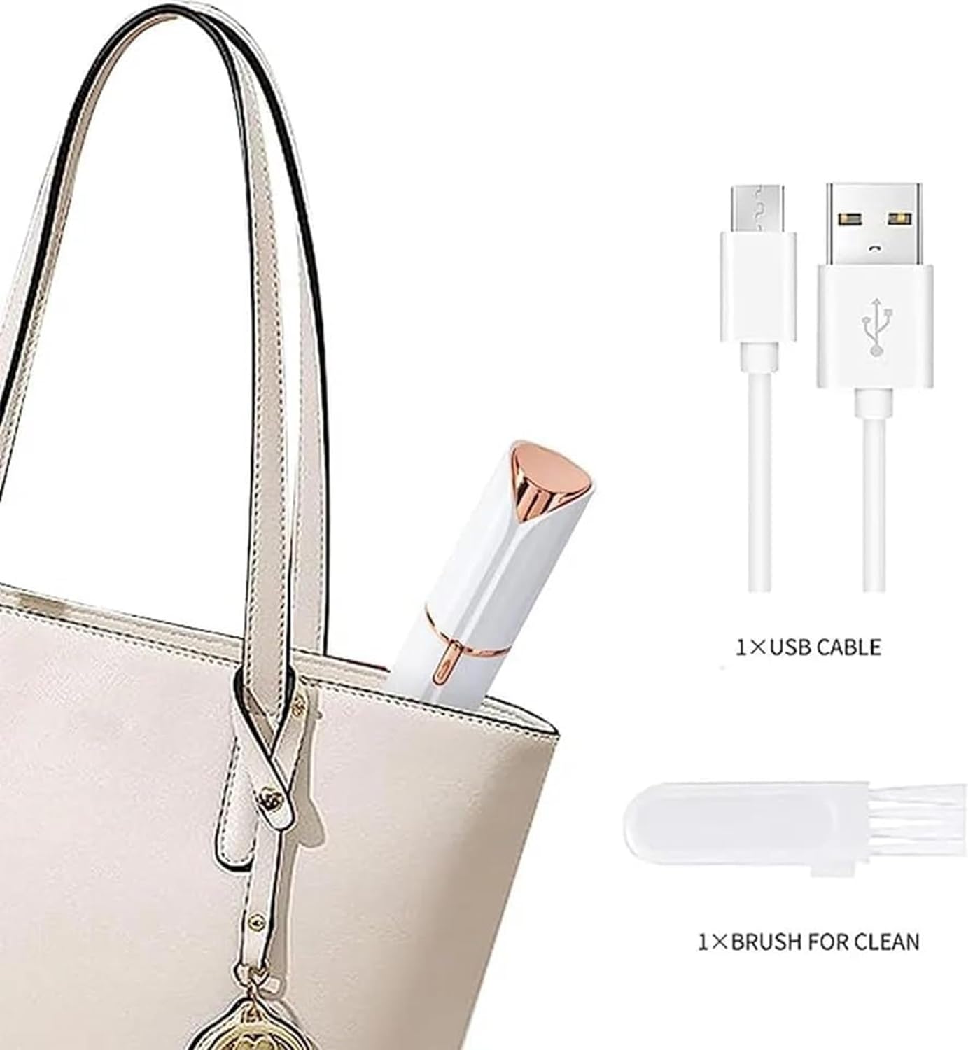 Depilación facial recargable por USB para mujeres, removedor de vello facial sin dolor para mujeres, tamaño de lápiz labial, para labio