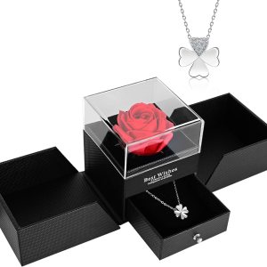 TAICHODEER Exquisita caja de joyería de flores preservadas, nunca se marchita, flor eterna de alta gama, adecuada para regalos románticos para TAICHODEER Exquisita caja de joyería de flores preservadas, nunca se marchita, flor eterna de alta gama, adecuada para regalos románticos para