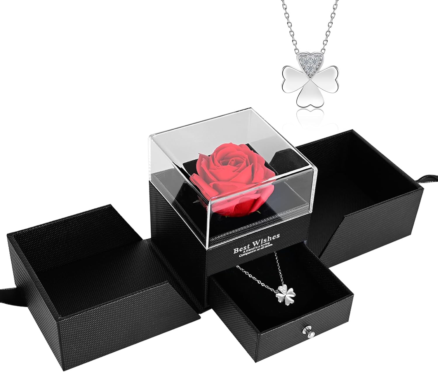 TAICHODEER Exquisita caja de joyería de flores preservadas, nunca se marchita, flor eterna de alta gama, adecuada para regalos románticos para