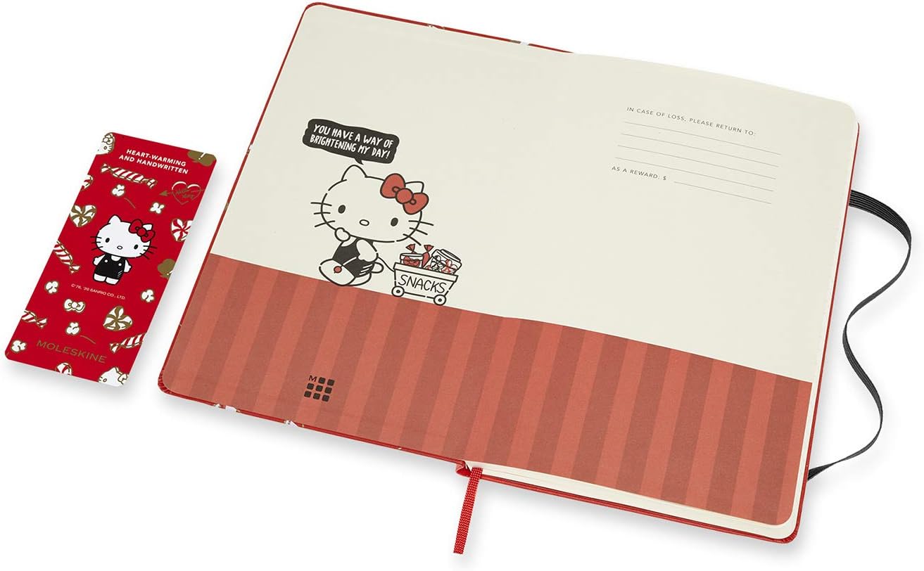 (Moleskine) Moleskin LEHK04QP060 Hello Kitty Notebook, Hard Cover, Large Size, Width 5.1 x Height 8.3 inches (13 x 21 cm), Ruled, Red